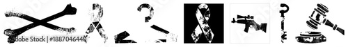 Grunge Textured Symbols of Death, Awareness, and Justice