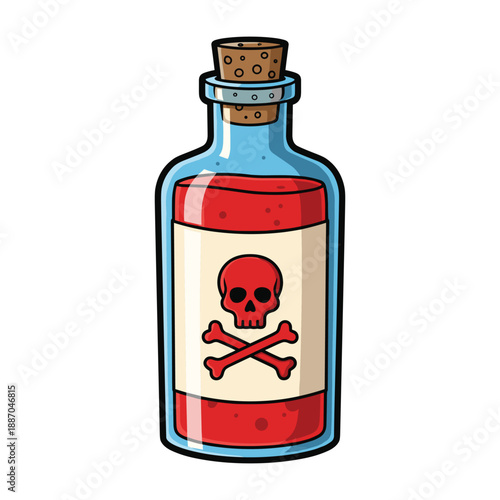 Toxic poison bottle with skull and crossbones label