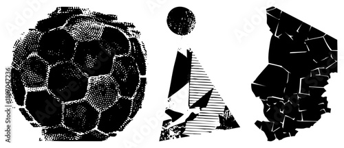 Abstract Geometric Shapes in Halftone Dot Design