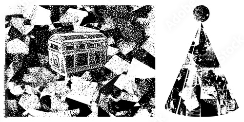 Vintage Arcade Game Console with Pixelated Halftone Artifacts