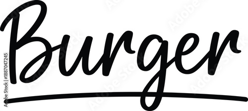 Burger word hand lettering vector design for fast food branding restaurant logo menu and tasty typography concept