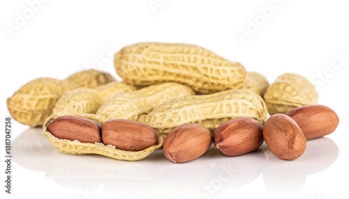 Wallpaper Mural Fresh Shelled and Unshelled Peanuts on White Background Torontodigital.ca