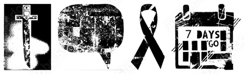 Four Symbolic in Grunge Textured Vector Design