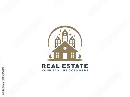 Real Estate logo Template collection, abstract house and building icons for property branding