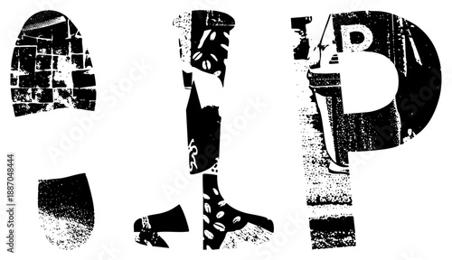 Bold Stylized Letters O L P with Coffee Bean and Grunge Texture