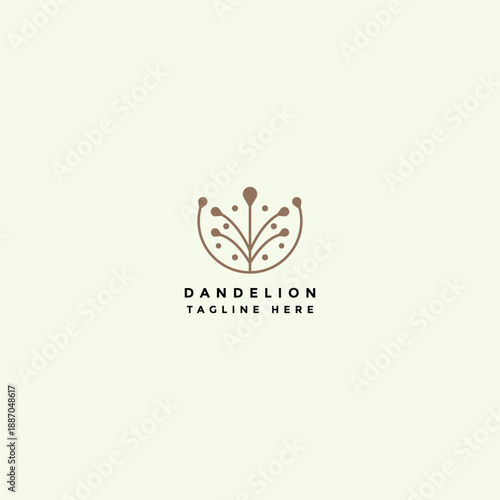 Dandelion Flower Logo Icon Design Template. Elegant, Luxury, Gold, Flower, Premium, Spa, Cosmetic, Boutique, Florist, Fashion, Modern 