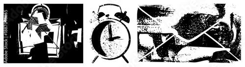 Abstract Geometric Shapes in High Contrast Halftone Vector Design