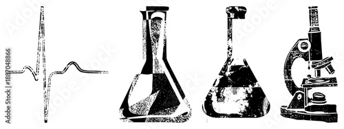 Scientific Lab Equipment and Heartbeat Vector