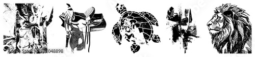 Stylized Animal & Object in Bold Black and White Vector Art