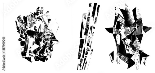 Abstract Geometric Fragmented Forms in High Contrast Vector Art