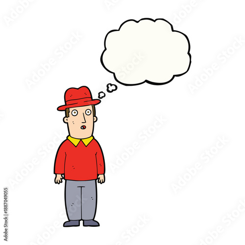 Man standing with thought bubble above head