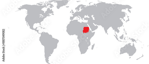 Sudan Highlighted on World Map Vector Design.