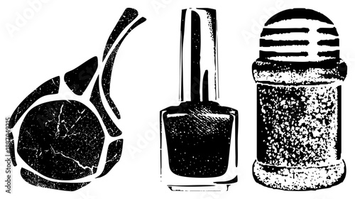 Vintage Style Nail Polish, Steak, and Deodorant Bottle
