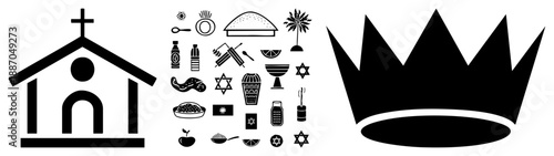 Religious Symbols and Crown Set for Design Projects