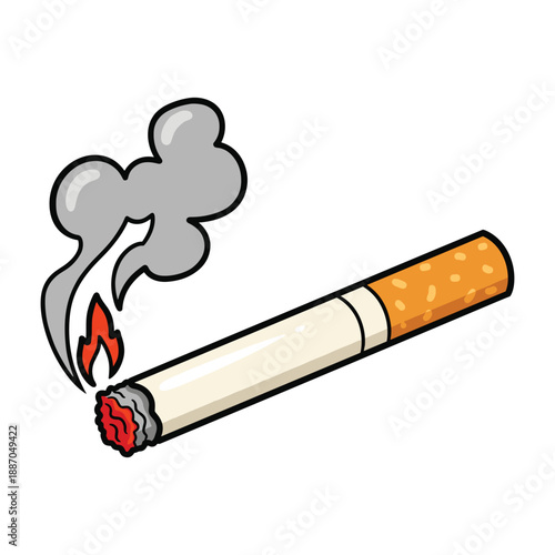 Burning cigarette with smoke