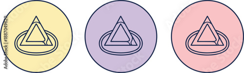 Cheese triangle slice icon set in pastel circle style for dairy food snack and kitchen design