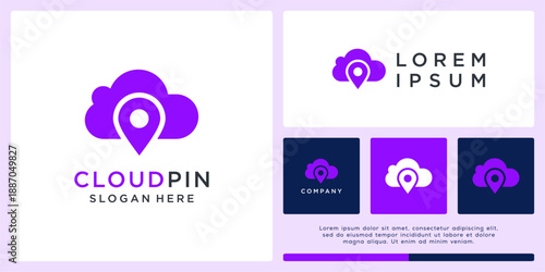 Cloud pin logo design template.