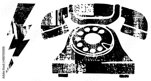 Vintage Rotary Phone with Lightning Bolt Symbolizing Fast Communication