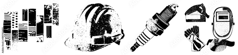 Obraz premium Industrial Safety Gear and Auto Vector Set