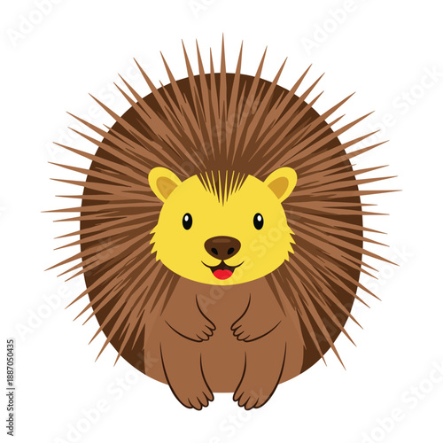 Cute cartoon porcupine character with quills