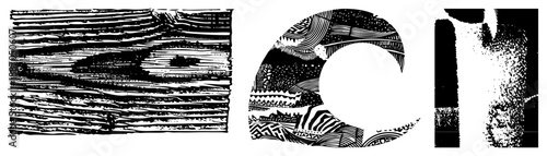 Abstract Black and White Graphic Letters with Intricate