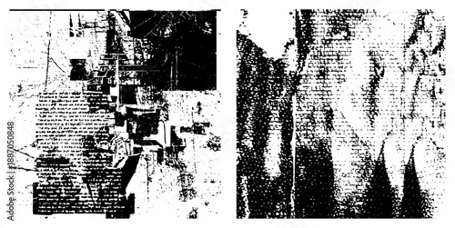 Abstract Textured Brick Wall with Distorted Architectural Elements