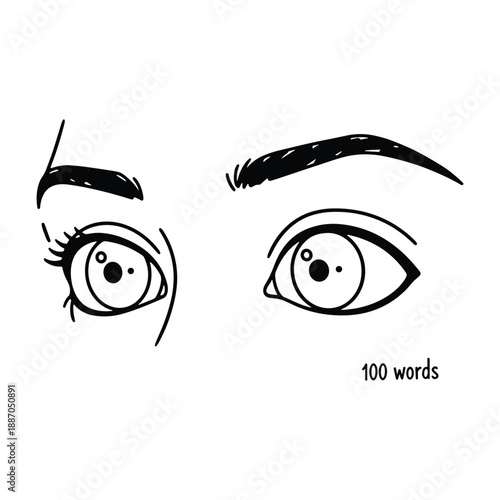 Detailed illustration of a pair of eyes with eyebrows