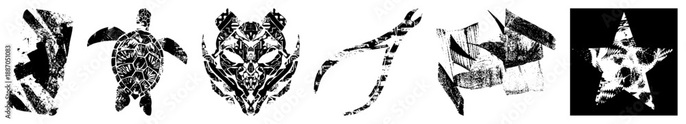 Fototapeta premium Geometric Animal Silhouettes in Halftone Vector Art