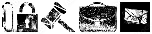 Set of Legal and Office Symbols in Halftone Vector Style