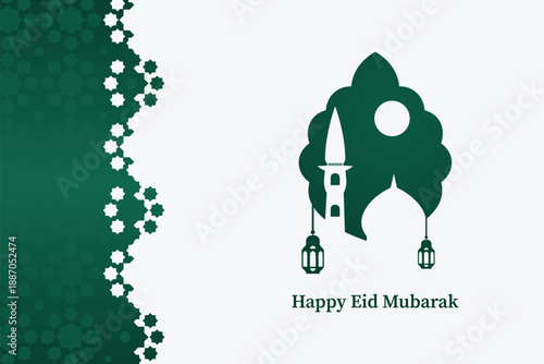 Background Design of Happy Eid Mubarak with Islamic Theme