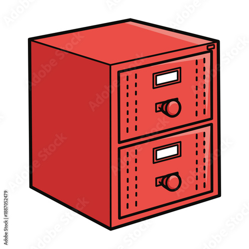 Red filing cabinet with two drawers