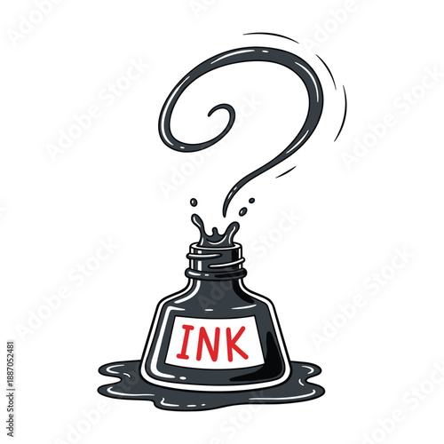 Ink bottle with swirling ink droplet