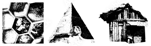 Geometric Hexagonal with Textured Halftone