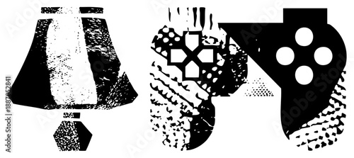 Vintage Lamp, Game Controller & Ornate Key Vector