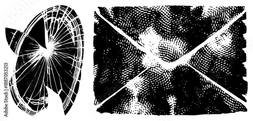 Cracked Glass and Textured Envelope Vector Illustrations