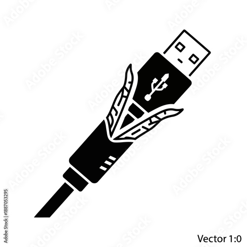 Hand holding usb cable