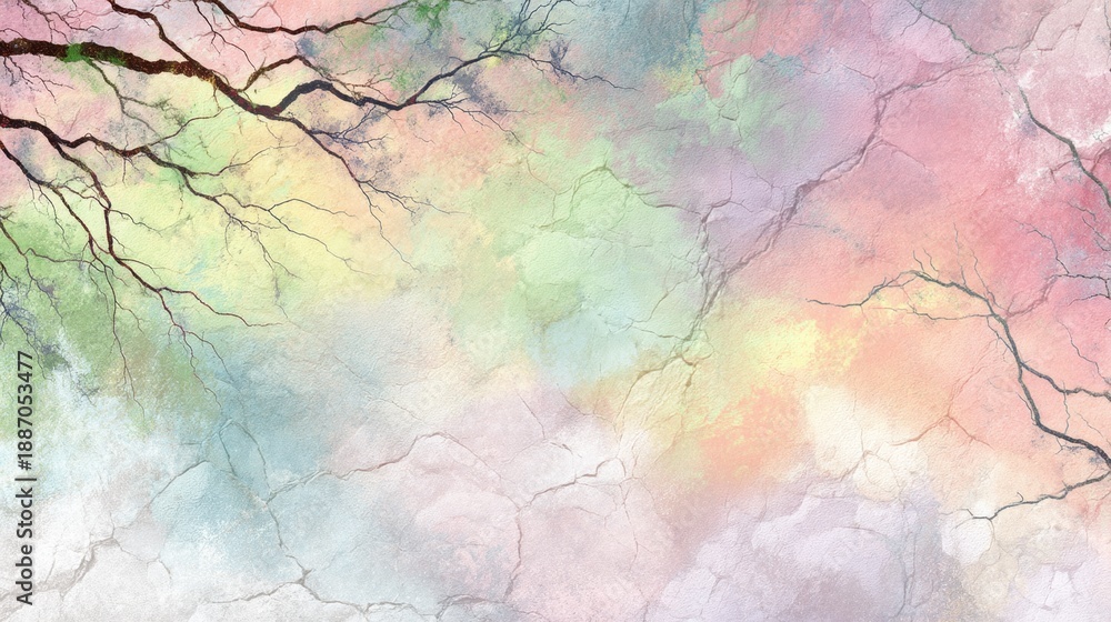 Obraz premium Soft Abstract Colors with Tree Branches and Dreamy Background Texture
