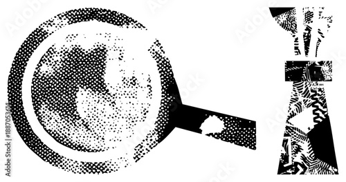 Magnifying Glass Examining Halftone Texture
