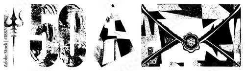 Vintage Grunge Text and Symbol with Distressed Texture