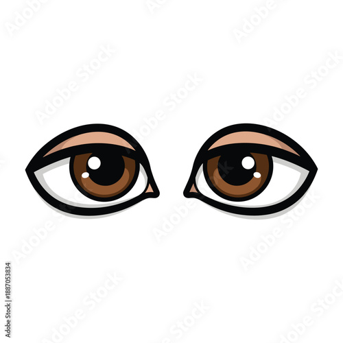 Pair of cartoon eyes with brown iris