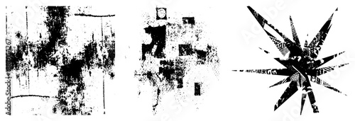 Abstract Grunge Textures and Geometric Starburst