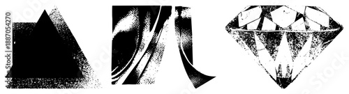 Geometric Halftone Shapes in Black and White Vector Design