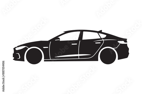 Sleek black silhouette of a modern sedan car