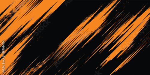 orange black brush Car sticker wrap pattern banner abstract sporty lines black orange color combination grunge brush modern pattern racing motorsport vector design.