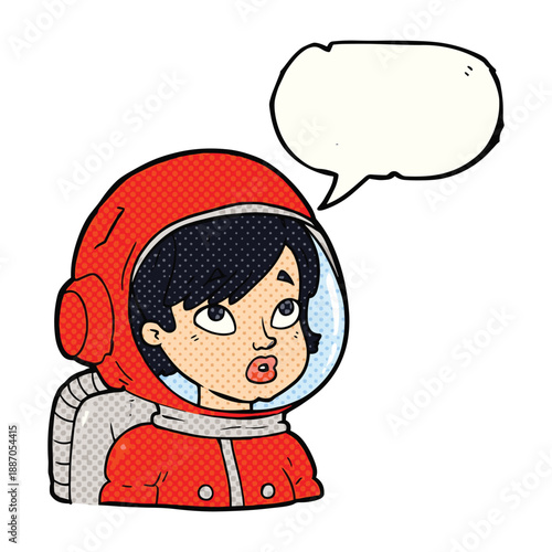 Cartoon astronaut with speech bubble