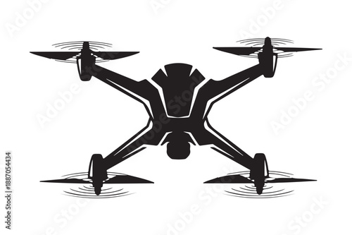 Black silhouette of a modern drone from a top view
