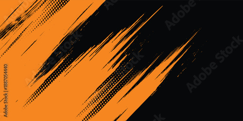 orange black brush Car sticker wrap pattern banner abstract sporty lines black orange color combination grunge brush modern pattern racing motorsport vector design.