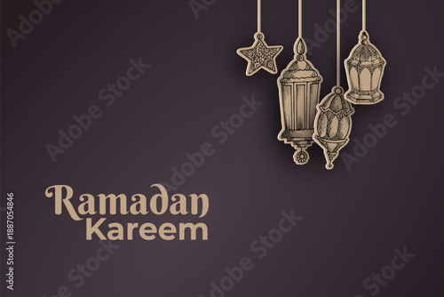 Background Design of Ramadan Kareem with Islamic Theme