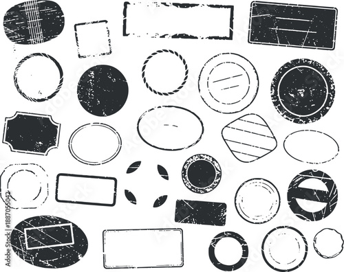 Vintage Grunge Stamp Label Set for Retro Branding and Graphic Design Projects