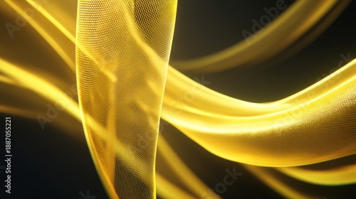 Abstract golden waves with glowing light on a dark background